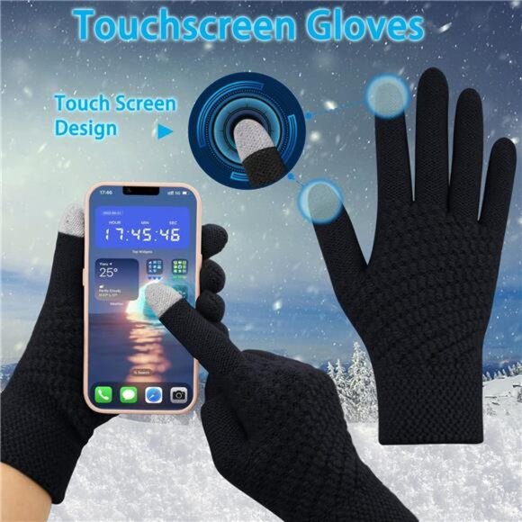 3pcs Women's Winter Beanie Hat Scarf and Touch Screen Gloves Set - Picture 3 of 5